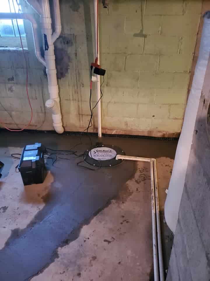 Basement Waterproofing before renovations in Rochester, MN