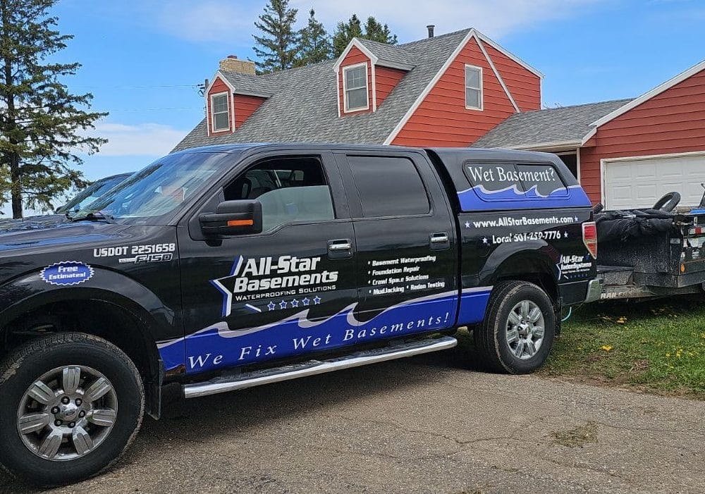 Full Basement All-Star Drain System with our Two-Star Sump System installed in Rochester, MN